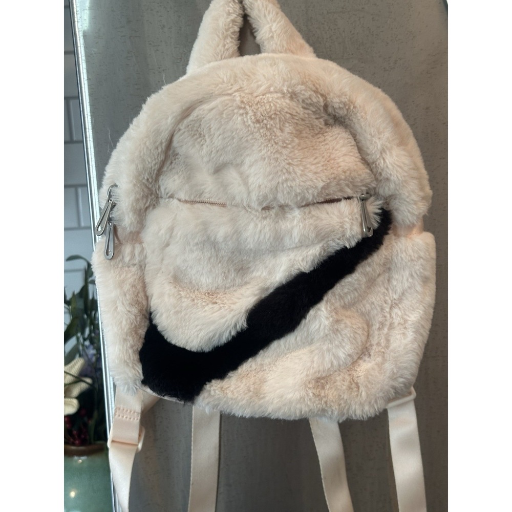 NWT Nike Sportswear Pink/Black Futura 365 Faux Fur Mini Backpack FB3049-838